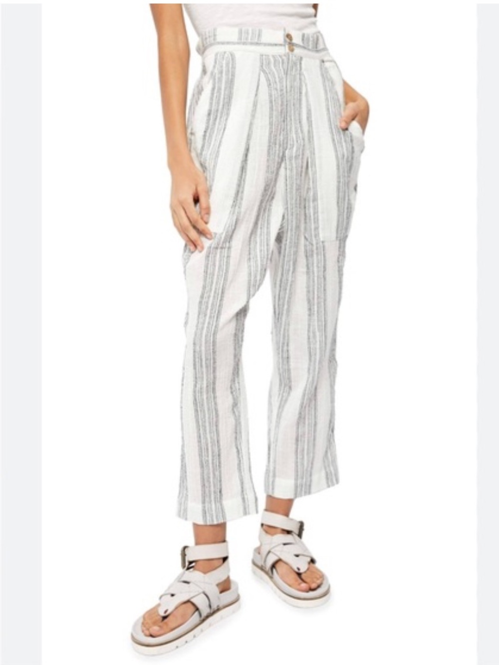 Free People | 100% Cotton Muslin Gauze Cropped Pants | High Waist | Small